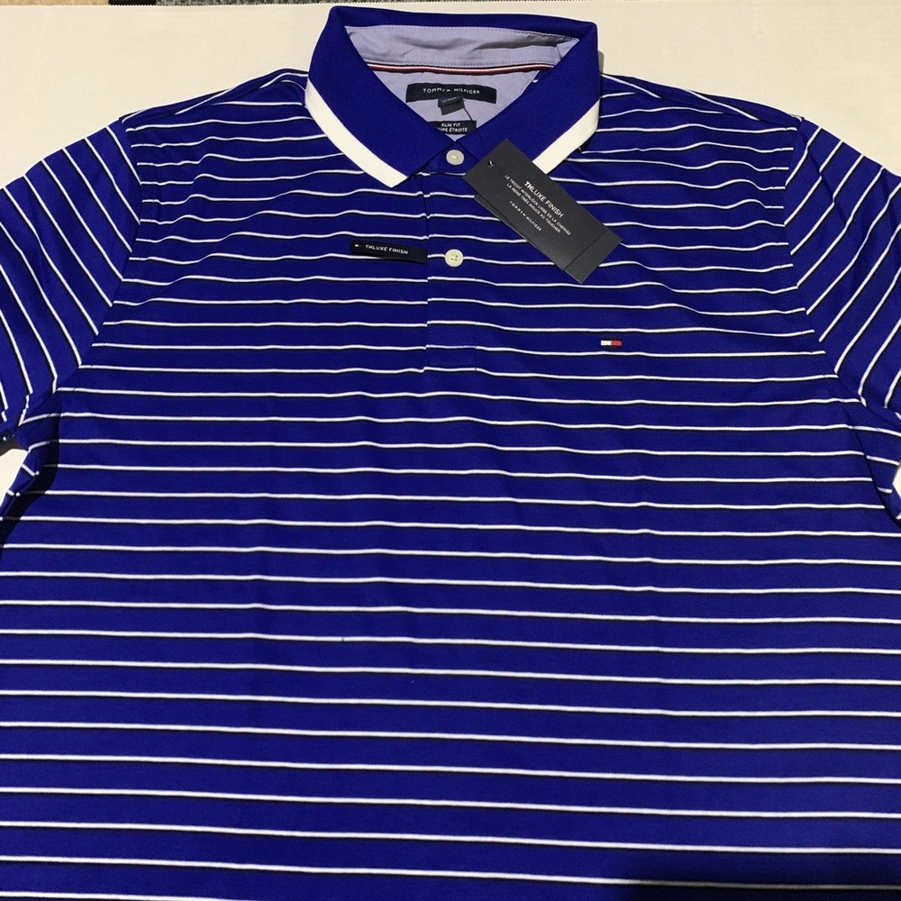 Tommy Hilfiger Blue White Stripe Polo Shirt